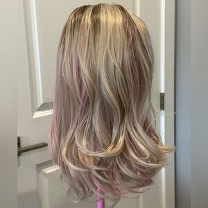 Chelsey Smith Crown Wig In Blonde With Pink Highlights!